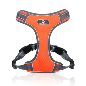 dog Harnesses; Pet Traction Rope Mesh Breathable Big Dog Chest Strap Vest Reflective Dog Rope Spot Wholesale (Specification (L * W): XL (55-90kg), colour: Orange)